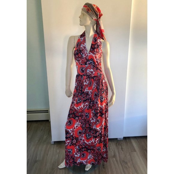 1960s Sundress, Halter Maxi Dress, Woodstock 1969, Flower Child Dress - Picture 10 of 10